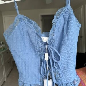 ASTR Blue Lace Tank Top XS NWOT